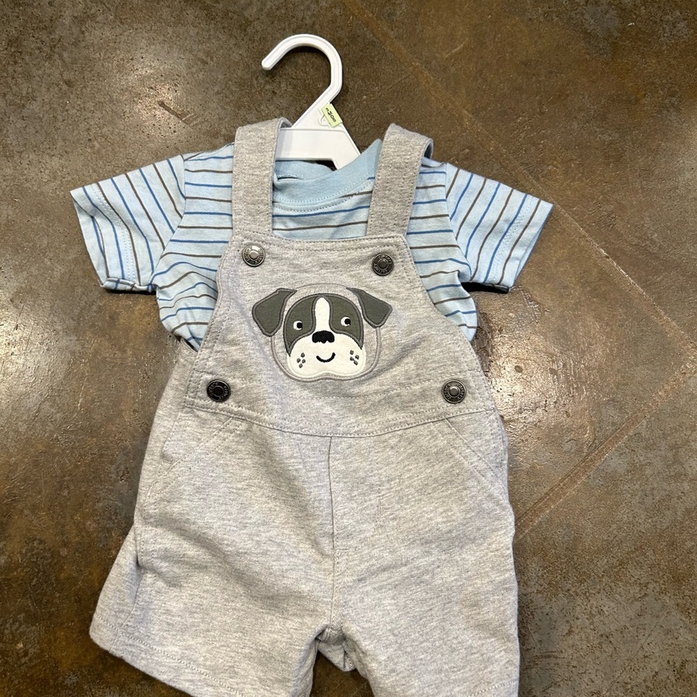 Carter's Gray Overalls with Dog Patch